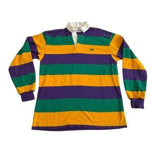 Vintage Perlis Rugby Shirt Men's S Purple Yellow Green Mardi Gras Cajun 90s USA